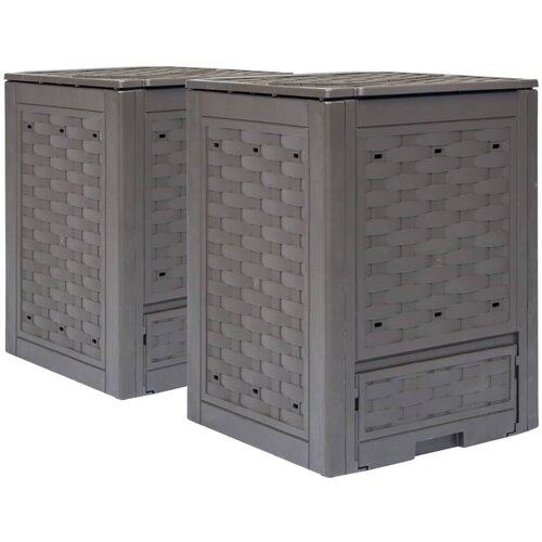 vidaXL Vrtni kompostnik 2 kosa rjave barve 60x60x83 cm 600 L Cene
