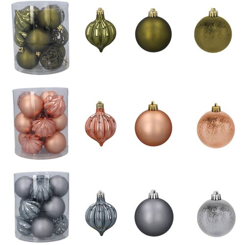 Molarem Home Set od 12 kuglica za božićno drvce &amp;ndash; 6 cm, siva Slike