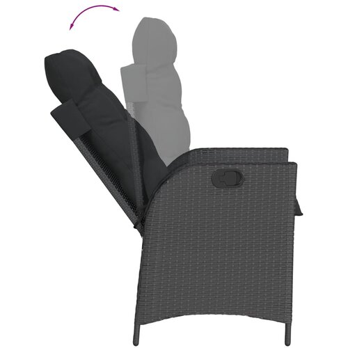  7-dijelni vrtni blagovaonski set s jastucima crni od poliratana Crna 200 x 100 x 74 cm Slike