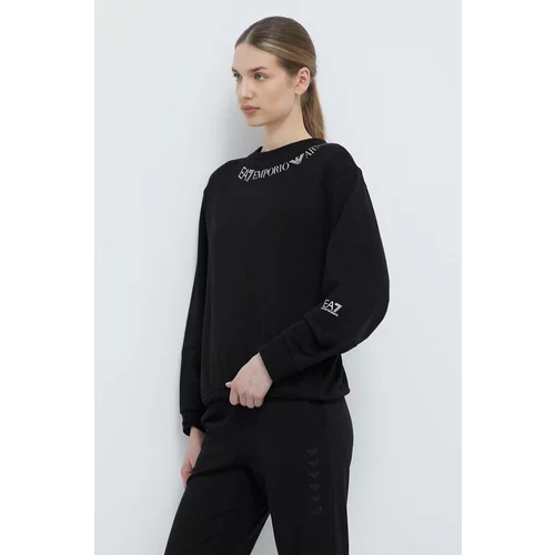 Ea7 Emporio Armani Bombažen pulover ženska, črna barva