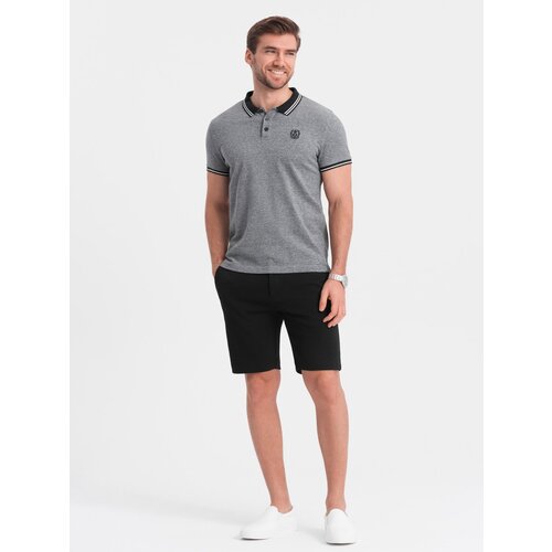 Ombre Men&amp;#039;s SLIM FIT shorts in structured knit fabric - black Slike