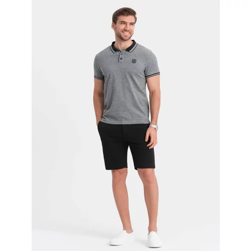 Ombre Men's SLIM FIT shorts in structured knit fabric - black