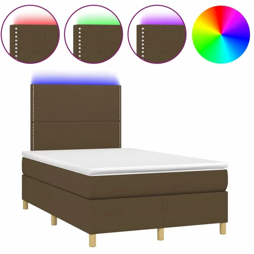 vidaXL Box spring postelja z vzmetnico LED tem. rjava 120x190 cm blago, (21111212)