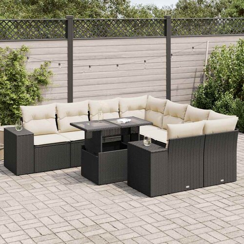 vidaXL 9-dijelni set vrtnih sofa s jastucima crni od poliratana Cijene