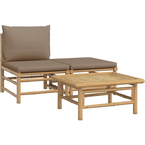 Maison Chic Seti vrtnega pohištva - Vrtna garnitura - Vrtni pohištvo set 3-delna s taupe blazinami bambus, (21809334) Cene