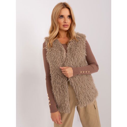 Fashion Hunters Beige eco-friendly fur vest OCH BELLA Slike