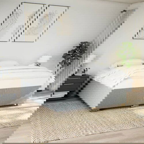 Furnova Posteljni okvir brez vzmetnice svetlo siv 200x200 cm blago, (21941022) Slike