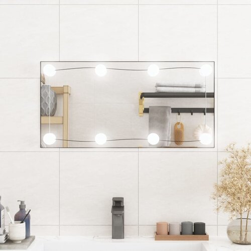 vidaXL Zidno ogledalo s LED svjetlima 30 x 60 cm stakleno pravokutno Cijene