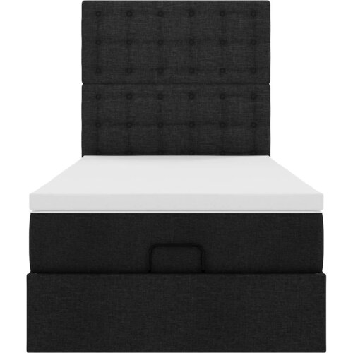  Otomanski okvir kreveta s madraca crni 90x200cm od tkanine Slike