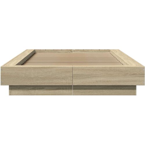 vidaXL Posteljni okvir z LED lučkami sonoma hrast 100x200 cm inž. les Cene