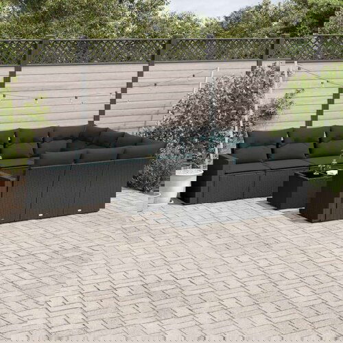  11-dijelni set vrtnih sofa od poliratana s jastucima crni Cijene