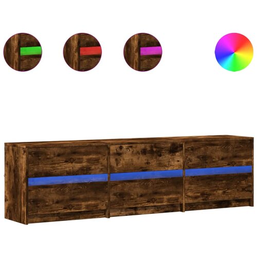 Maison Chic TV omarica - TV stojalo - Televizijska omarica LED dimljeni hrast 180x34x50 cm inženirski les, (21699870) Cene