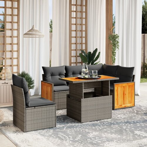 vidaXL 6-dijelni set vrtnih sofa s jastucima bež od poliratana Cijene