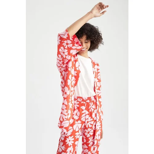 Defacto Regular Fit Shirt Collar Floral Long Sleeve Tunic