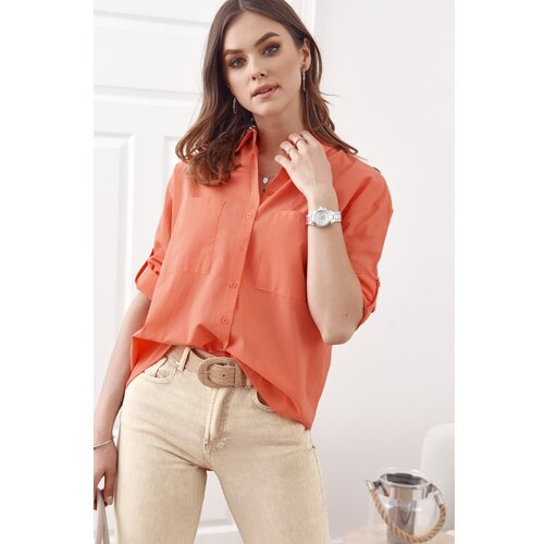 Fasardi Airy shirt with a longer back, coral Slike