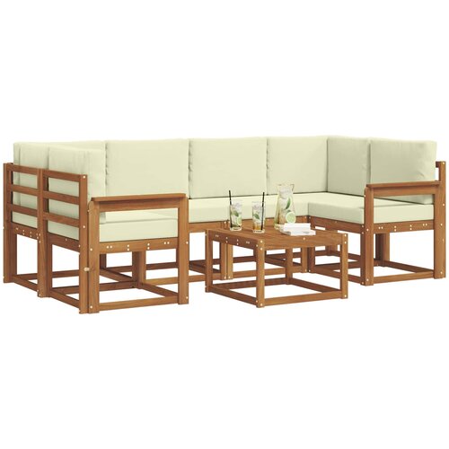  Set vanjskih sofa 7 kom. Prirodna i krem Slike