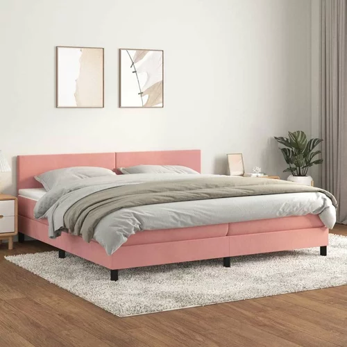  Box spring postelja z vzmetnico roza 200x200 cm žamet, (20791520)