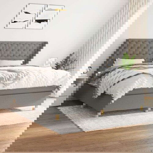  Kreveta s oprugama i madrac svjetlosivi 180x200cm tkanina Slike