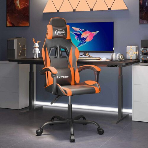 vidaXL Vrtljiv gaming stol črno in oranžno umetno usnje, (20699341) Cene