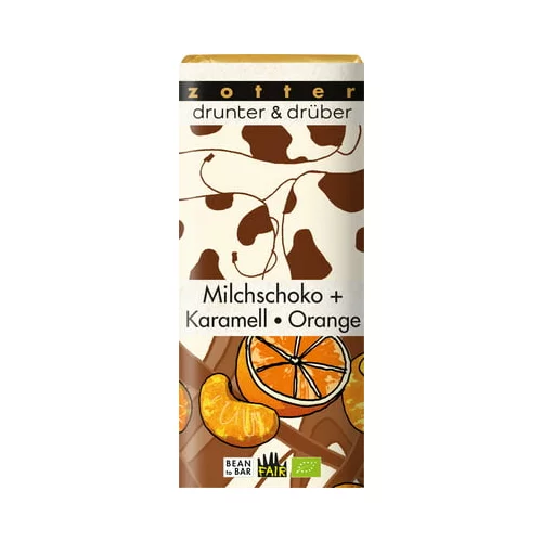 BIO čokolada drunter & drüber - "Mlečna čokolada + karamela/pomaranča"