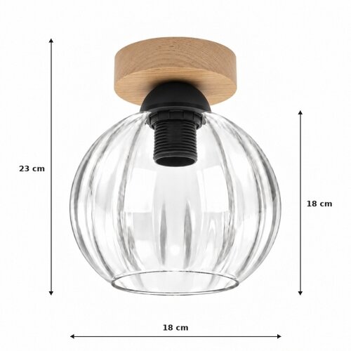 Brilagi LED plafonsko svetlo RETRO GLASS 1xE27/60W/230V &amp;Oslash; 18 cm hrast/prozirno Slike
