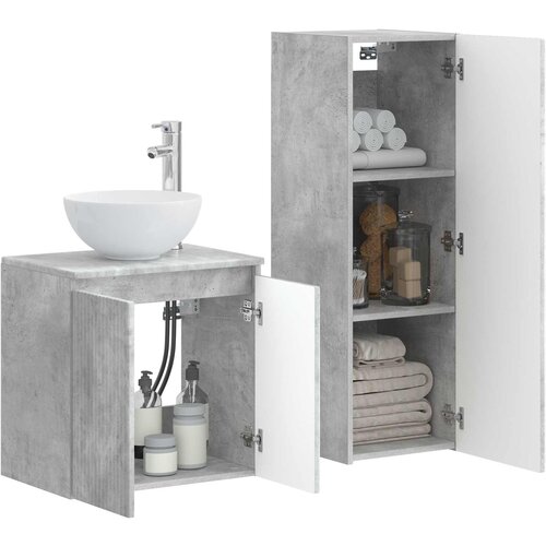  Set namje&amp;scaron;taja za kupaonicu 2 kom. Betonska siva 33 x 34,5 x 100 cm Slike