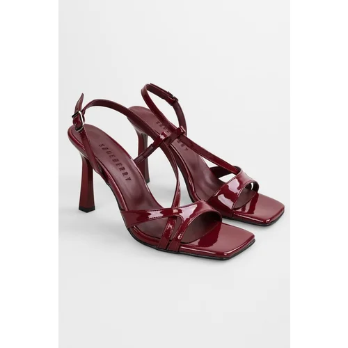 Shoeberry Women's Shelby Burgundy Patent Leather High Heel Shoes