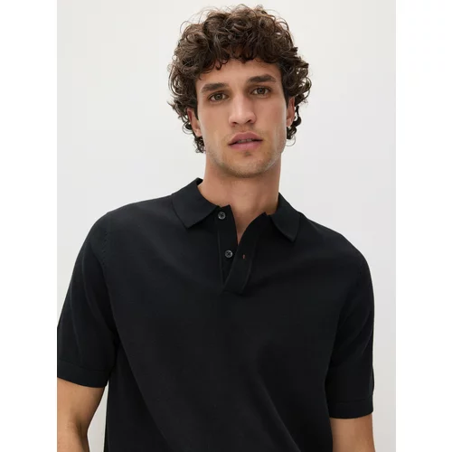 Reserved - Polo-džemper s visokim udjelom pamuka - crno