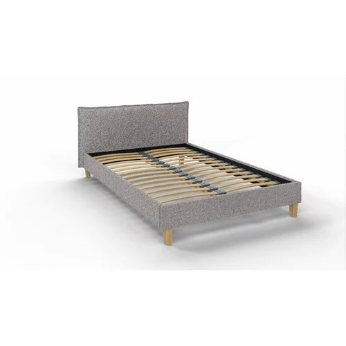 Ropez Sivi tapecirani bračni krevet s podnicom 140x200 cm Tina -