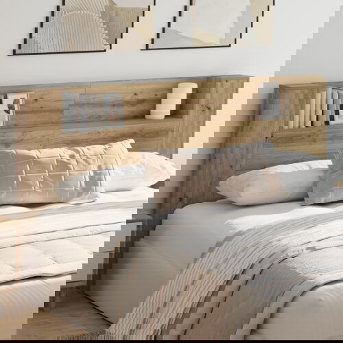 VidaXL Posteljna glava artisan hrast 180 x 17 x 104.5 cm Slike