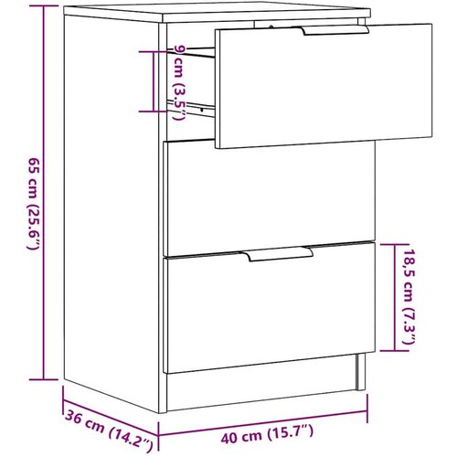 VidaXL Noćni ormarić Artisan hrast 40x36x65 cm izrađeno drvo Slike