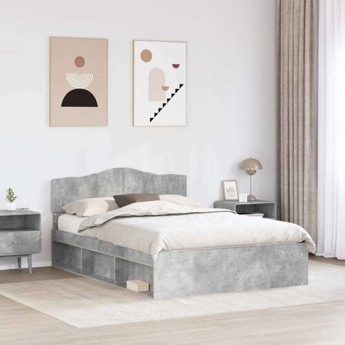  Okvir za krevet Beton 140 x 190 cm Čvrsto borovo drvo Slike