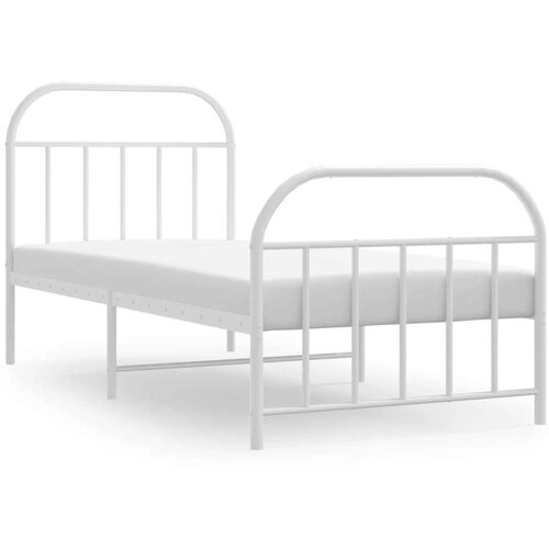VidaXL Metalni okvir kreveta uzglavlje i podnožje bijeli 90x190 cm Slike
