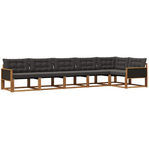 vidaXL Zunanja garnitura za sedenje z blazino 6 pcs Naravna in črna, (5000273526) Cene