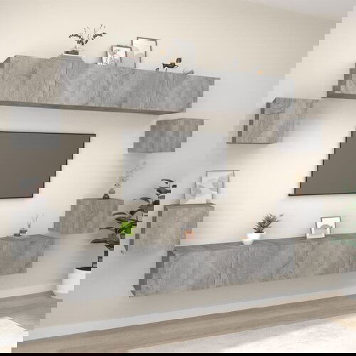 The Living Store Komplet TV omaric 8-delni siv sonoma konstruiran les - Komplet TV Omaric, (21374125) Slike