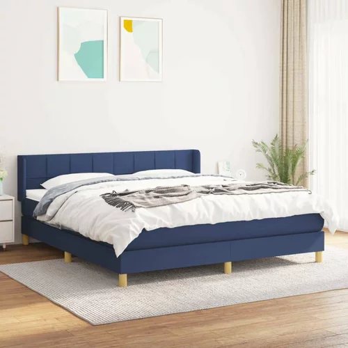  Box spring postelja z vzmetnico modra 160x200 cm blago, (20893340)