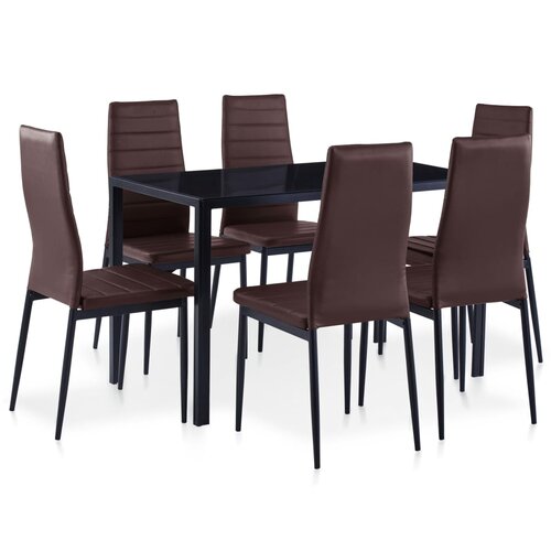 vidaXL Sedmodijelni blagovaonski set smeđi Cijene