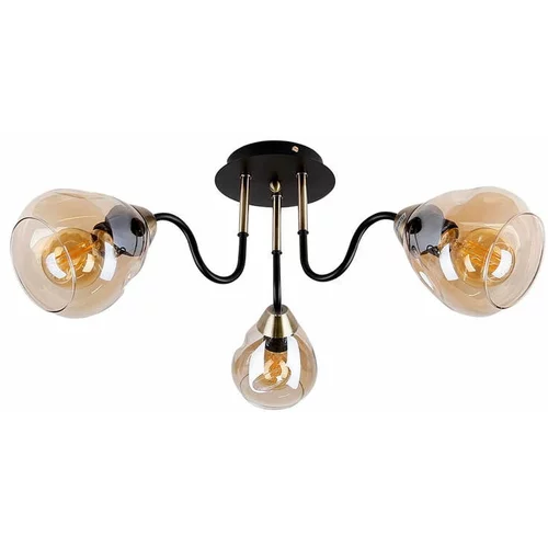 Candellux Lighting Stropna svetilka s steklenim senčnikom v črni in zlati barvi Unica - Candellux Lighting