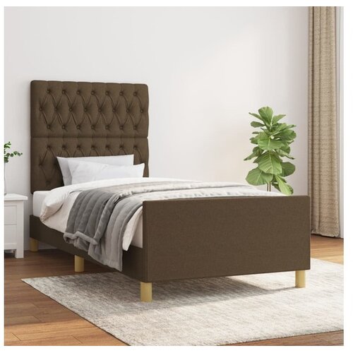  Posteljni okvir z vzglavjem temno rjav 90x190 cm blago Cene