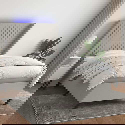The Living Store Box spring postelja z vzmetnico LED svetlo siva 90x200 cm blago - Box Spring Postelja, (21519462) Cene