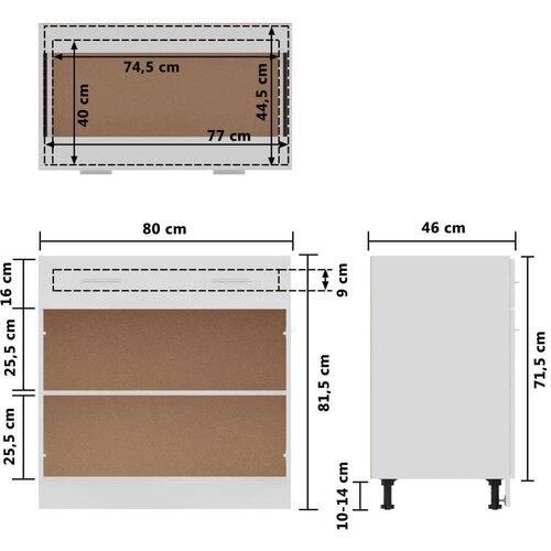 VidaXL Spodnja omarica s predalom bela 80x46x81,5 cm, (20621090) Slike