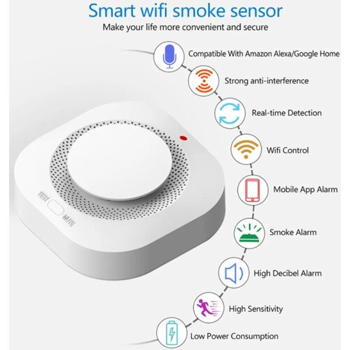 Gembird smart-smoke gmb GD008 zigbee smoke detector sensor 80DB alarm fire smart smoke detector wifi 43775 Slike