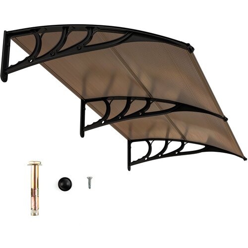 Vrt Nadstrešnica za ulazna vrata 199 x 99 cm, aluminijski krov, pentagonalni luk, nadstrešnica za ulazna vrata, boja kave Cijene