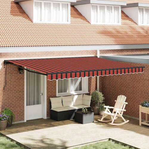 vidaXL Retraktilna tenda Oranžna in Rjava 450x300 cm blago - - Oranžna - 37.46 - 450x300 cm - 2025- Cene