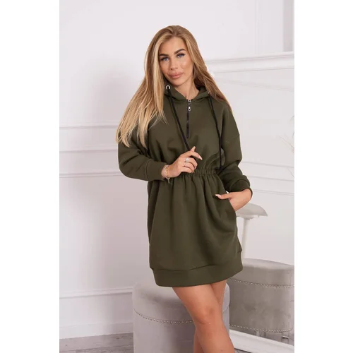 Kesi Insulated dress with a hood in khaki color