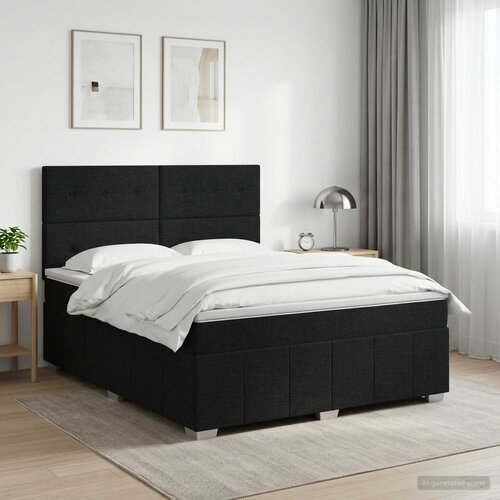  Boxspring krevet s madracem Crna 180 x 200 cm Tkanina Cijene
