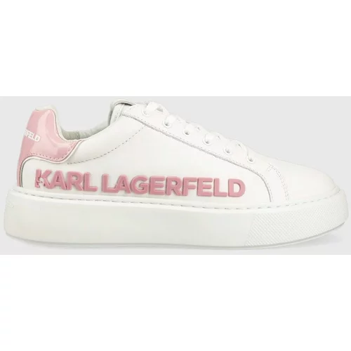 Karl Lagerfeld Usnjene superge MAXI KUP bela barva, KL62210
