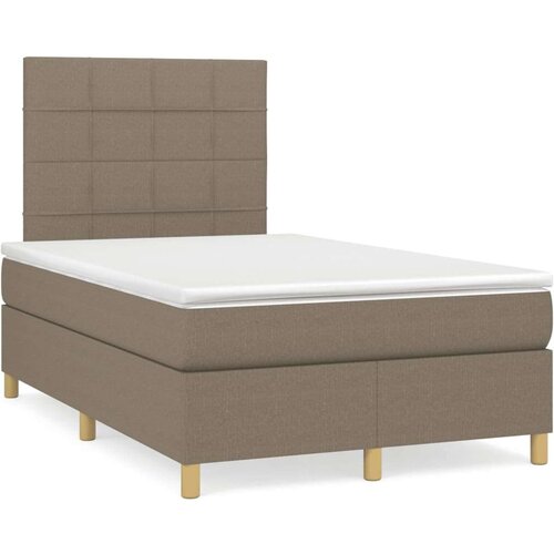  Krevet s oprugama i madracem LED smeđesivi 120x190cm od tkanine Slike