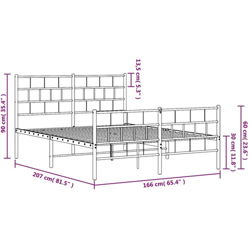  Metalni okvir kreveta uzglavlje i podnožje bijeli 160x200 cm Slike
