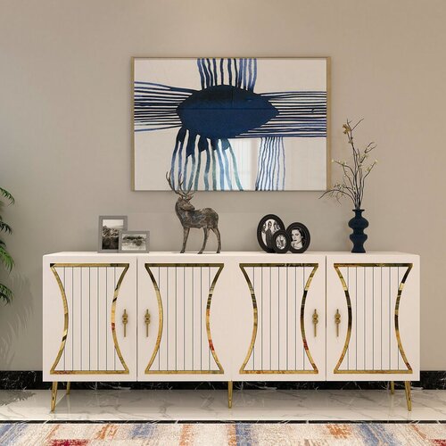 Hanah home konzolni sto Tean, 150x75x35 cm, Belo-zlatne boje Cene